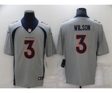 Men's Denver Broncos #3 Russell Wilson Grey Vapor Untouchable Limited Stitched Jersey