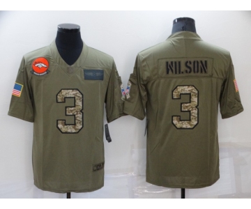 Men's Denver Broncos #3 Russell Wilson Olive Camo 2019 Salute To Service Stitched NFL Nike Limited Jersey