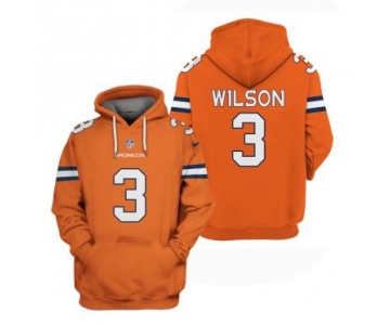 Men's Denver Broncos #3 Russell Wilson Orange Pullover Hoodie