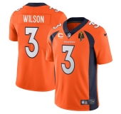 Men's Denver Broncos #3 Russell Wilson Orange With C Patch & Walter Payton Patch Vapor Untouchable Limited Stitched Jersey