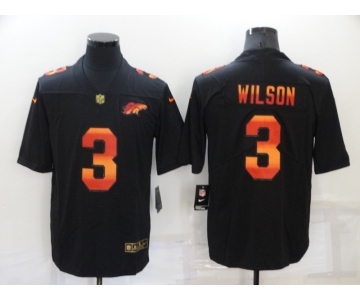 Men's Denver Denver Broncos #3 Russell Wilson  Black Nike Red Orange Stripe Vapor Limited NFL Jersey