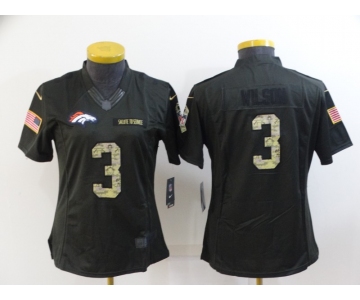 Women's Denver Broncos #3 Russell Wilson Black Anthracite Salute To Service Stitched NFL Nike Limited Jersey