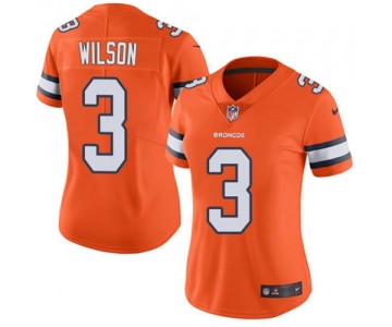 Women's Denver Broncos #3 Russell Wilson Orange Color Rush Limited Stitched Jersey(Run Small)