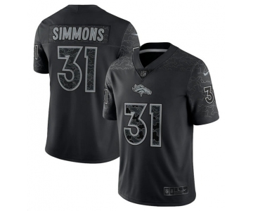Men's Denver Broncos #31 Justin Simmons Black Reflective Limited Stitched Football Jersey