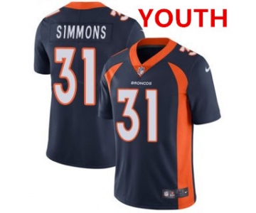 Nike Broncos #31 Justin Simmons Blue Alternate Youth Stitched NFL Vapor Untouchable Limited Jersey