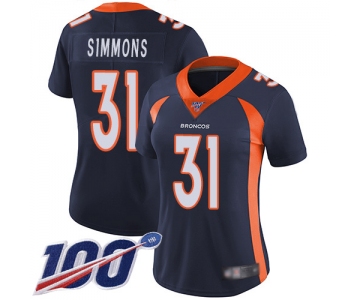 Nike Broncos #31 Justin Simmons Navy Blue Alternate Women's Stitched NFL 100th Season Vapor Limited Jersey