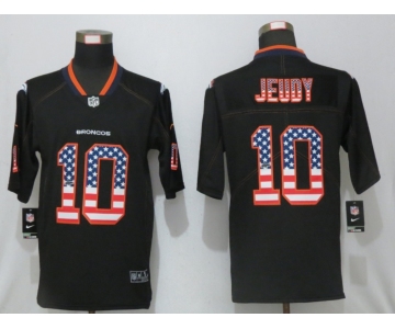 Men's Denver Broncos #10 Jerry Jeudy 2020 USA Flag Fashion Black Color Rush Stitched Nike Limited Jersey