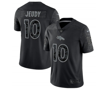 Men's Denver Broncos #10 Jerry Jeudy Black Reflective Limited Stitched Football Jersey