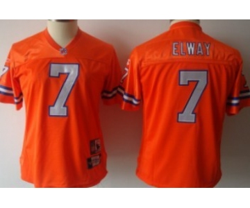 Denver Broncos #7 John Elway Orange Throwback Womens Jersey