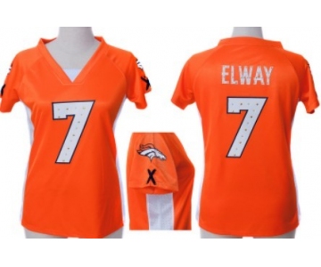 Nike Denver Broncos #7 John Elway 2012 Orange Womens Draft Him II Top Jersey