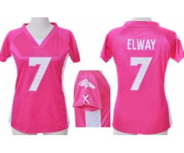 Nike Denver Broncos #7 John Elway 2012 Pink Womens Draft Him II Top Jersey