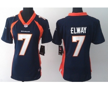 Nike Denver Broncos #7 John Elway 2013 Blue Game Womens Jersey