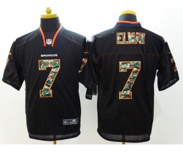 Nike Denver Broncos #7 John Elway Black With Camo Elite Jersey