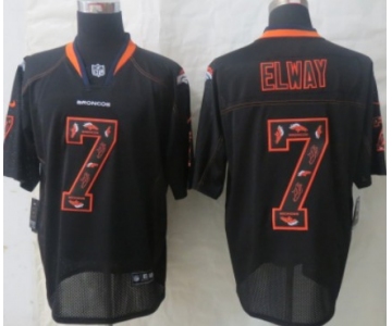 Nike Denver Broncos #7 John Elway Lights Out Black Ornamented Elite Jersey