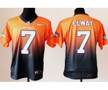 Nike Denver Broncos #7 John Elway Orange/Blue Fadeaway Elite Jersey