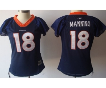 Denver Broncos #18 Peyton Manning Blue Womens Field Flirt Fashion Jersey