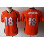 Denver Broncos #18 Peyton Manning Orange Womens Jersey