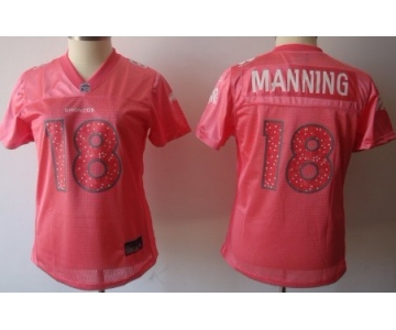 Denver Broncos #18 Peyton Manning Pink Womens Sweetheart Jersey