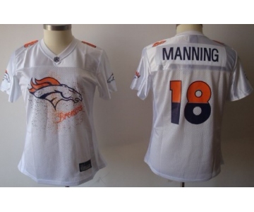 Denver Broncos #18 Peyton Manning White Fem Fan Womens Jersey