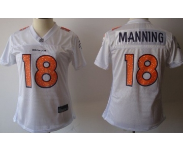 Denver Broncos #18 Peyton Manning White Womens Sweetheart Jersey