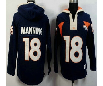 Men's Denver Broncos #18 Peyton Manning Navy Blue Alternate 2015 NFL Hoody