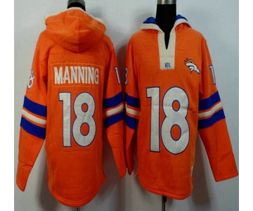 Men's Denver Broncos #18 Peyton Manning Orange Team Color 2015 NFL Hoody