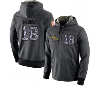 NFL Men's Nike Denver Broncos #18 Peyton Manning Stitched Black Anthracite Salute to Service Player Performance Hoodie