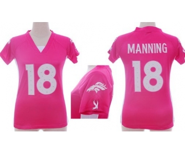 Nike Denver Broncos #18 Peyton Manning 2012 Pink Womens Draft Him II Top Jersey