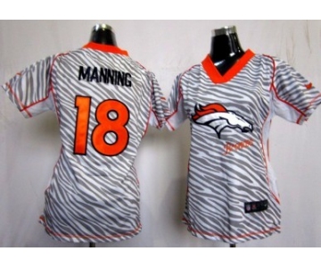 Nike Denver Broncos #18 Peyton Manning 2012 Womens Zebra Fashion Jersey