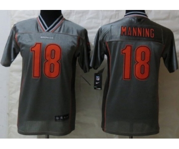 Nike Denver Broncos #18 Peyton Manning 2013 Gray Vapor Kids Jersey