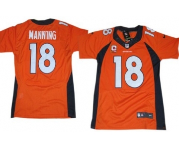 Nike Denver Broncos #18 Peyton Manning 2013 Orange C Patch Elite Jersey