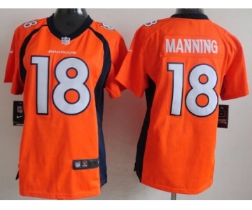 Nike Denver Broncos #18 Peyton Manning 2013 Orange Game Womens Jersey