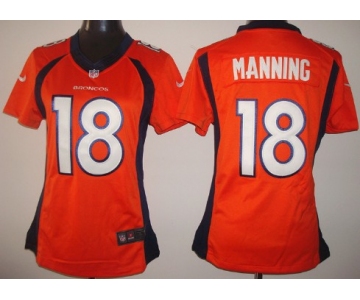 Nike Denver Broncos #18 Peyton Manning 2013 Orange Limited Womens Jersey