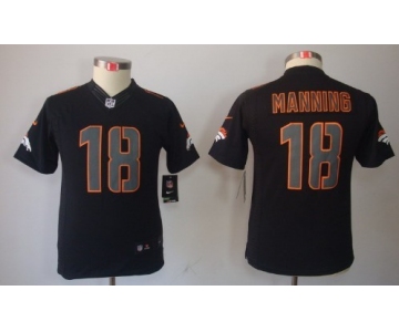 Nike Denver Broncos #18 Peyton Manning Black Impact Limited Kids Jersey