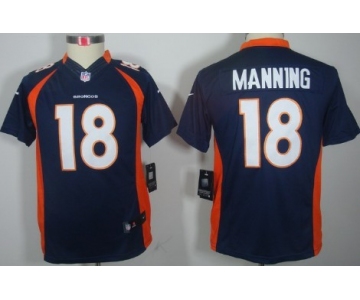 Nike Denver Broncos #18 Peyton Manning Blue Limited Kids Jersey