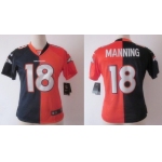 Nike Denver Broncos #18 Peyton Manning Blue/Orange Two Tone Womens Jersey
