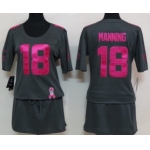 Nike Denver Broncos #18 Peyton Manning Breast Cancer Awareness Gray Womens Jersey