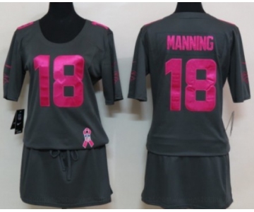 Nike Denver Broncos #18 Peyton Manning Breast Cancer Awareness Gray Womens Jersey