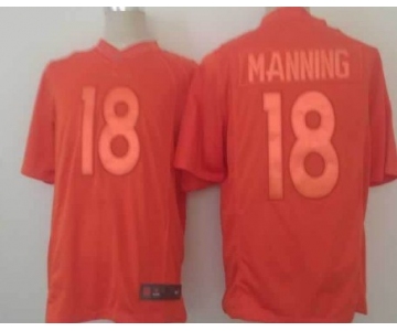 Nike Denver Broncos #18 Peyton Manning Drenched Limited Orange Jersey