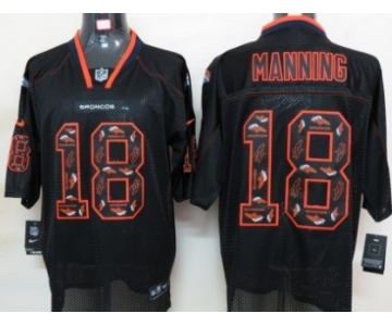 Nike Denver Broncos #18 Peyton Manning Lights Out Black Ornamented Elite Jersey