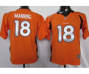 Nike Denver Broncos #18 Peyton Manning Orange Game Kids Jersey