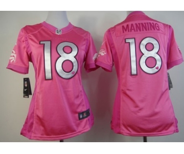 Nike Denver Broncos #18 Peyton Manning Pink Love Womens Jersey