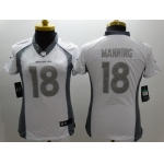 Nike Denver Broncos #18 Peyton Manning Platinum White Limited Womens Jersey