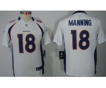 Nike Denver Broncos #18 Peyton Manning White Limited Kids Jersey