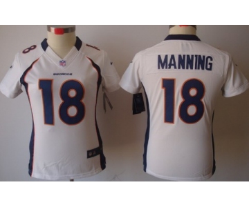 Nike Denver Broncos #18 Peyton Manning White Limited Womens Jersey