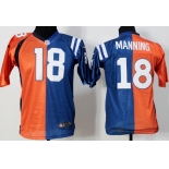 Nike Indianapolis Colts&Denver Broncos #18 Peyton Manning Orange/Blue Two Tone Kids Jersey