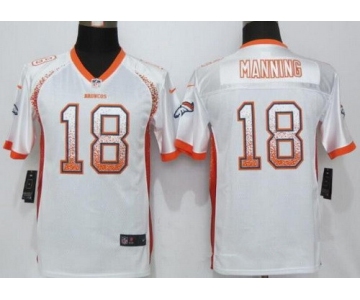 Youth Denver Broncos #18 Peyton Manning White Drift Fashion Stitched Nike NFL Football Jersey