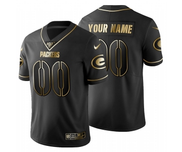 Green Bay Packers Custom Men's Nike Black Golden Limited NFL 100 Jersey