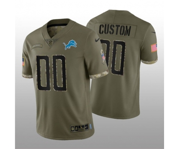 Men's Detroit Lions ACTIVE PLAYER Custom 2022 Olive Salute To Service Limited Stitched Jersey