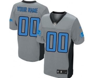 Men's Nike Detroit Lions Customized Gray Shadow Elite Jersey